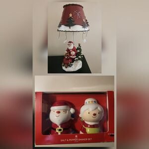Santa & Mrs Claus Salt n Pepper Shakers & Santa Tealight Decoration.  Both!